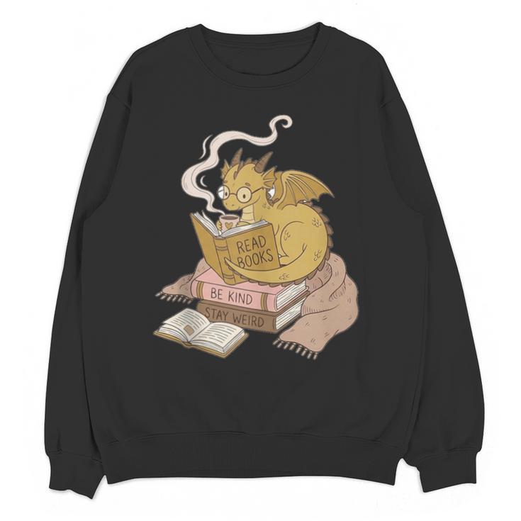 Cute Dragon Be Kind Stay Weird Read Books Unisex Sweatshirt