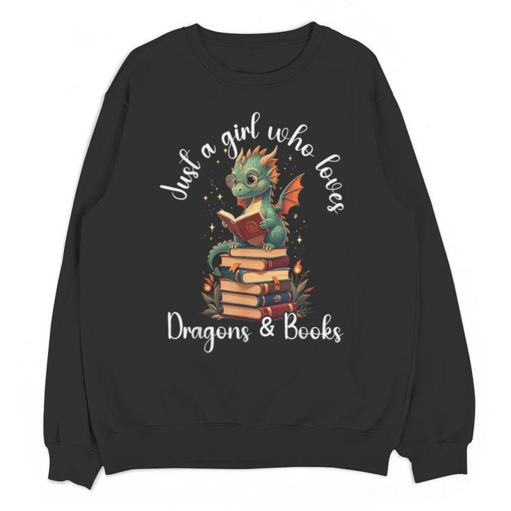 Cute Dragon Reading Book Bookworm Dragon And Books For Women Unisex Sweatshirt