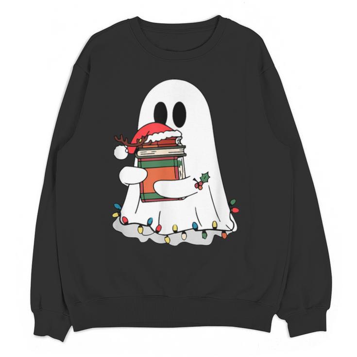 Cute Ghost Holding Books Bookish Christmas Unisex Sweatshirt