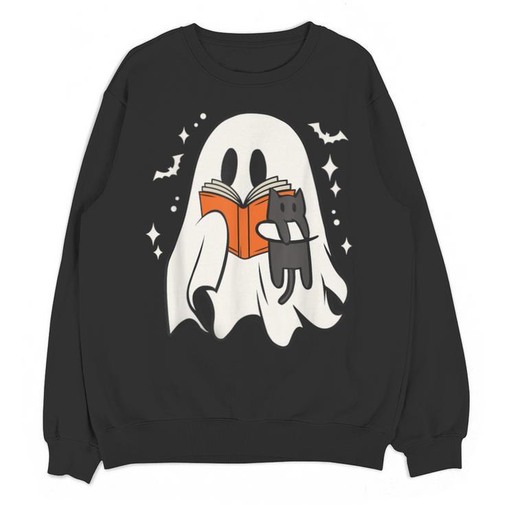 Cute Ghost Reading Book Spooky Season Halloween Costume Kids Unisex Sweatshirt