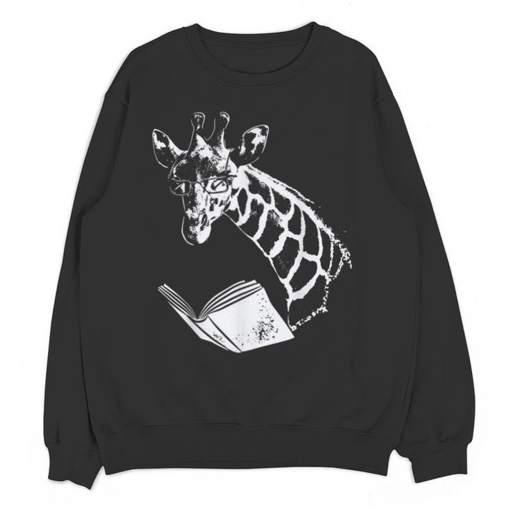 Cute Giraffe Wear Glasses Reading Book Librarian Bookworm Unisex Sweatshirt