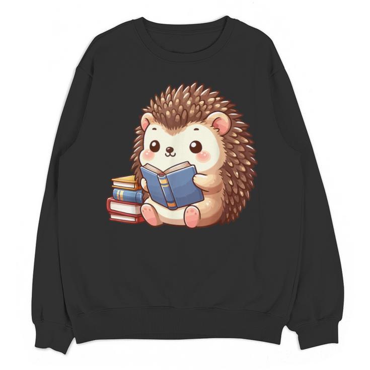 Cute Hedgehog Book Lover Readers Animal Reading Unisex Sweatshirt