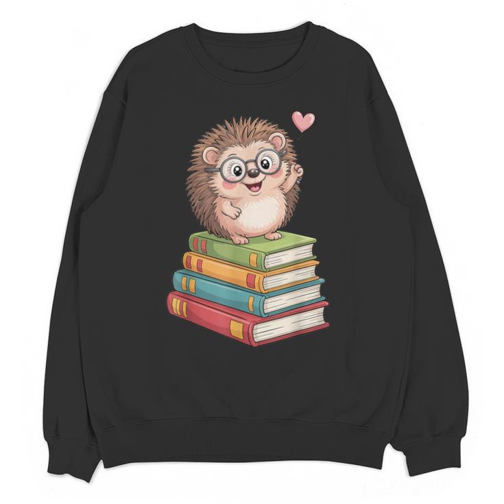 Cute Hedgehog Reading Books Animal Lover Reader Bookworm Unisex Sweatshirt