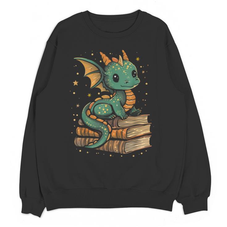 Cute Kawaii Dragon Fantasy Book Lover Book Nerd Unisex Sweatshirt