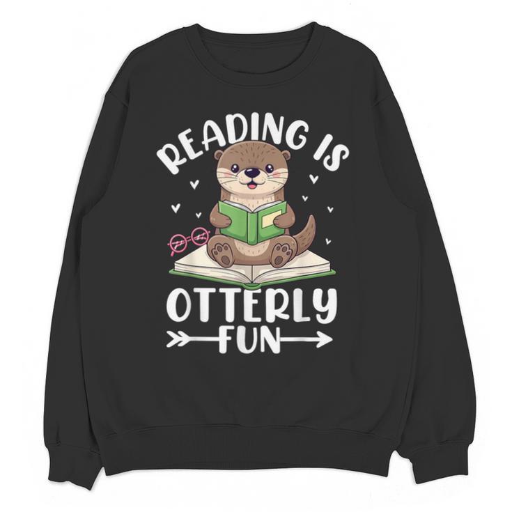 Cute Otter Reading Book Lover Sea Otters Animal Lover Unisex Sweatshirt