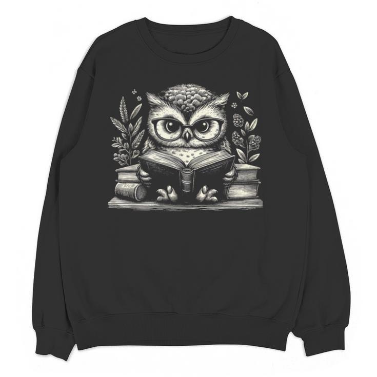 Cute Owl Reading Book Graphic Art Unisex Sweatshirt