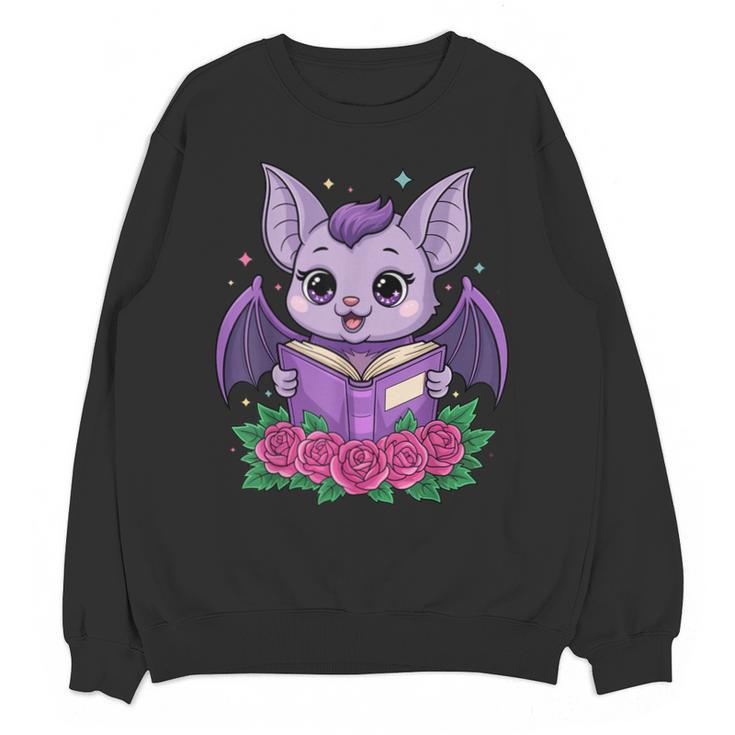 Cute Pastel Goth Bat Reading Book Unisex Sweatshirt