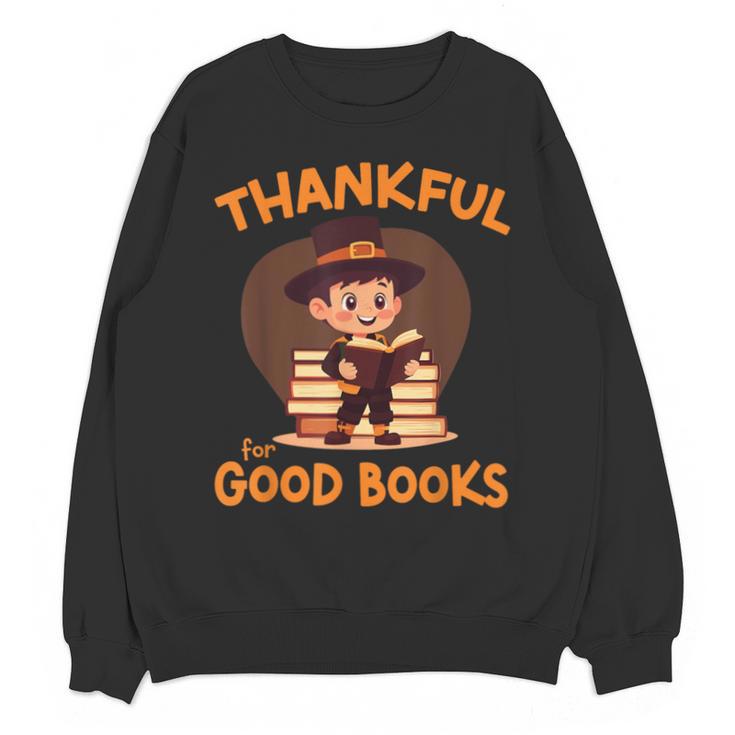 Cute Thanksgiving Teacher Librarian Thankful Reading Books Unisex Sweatshirt