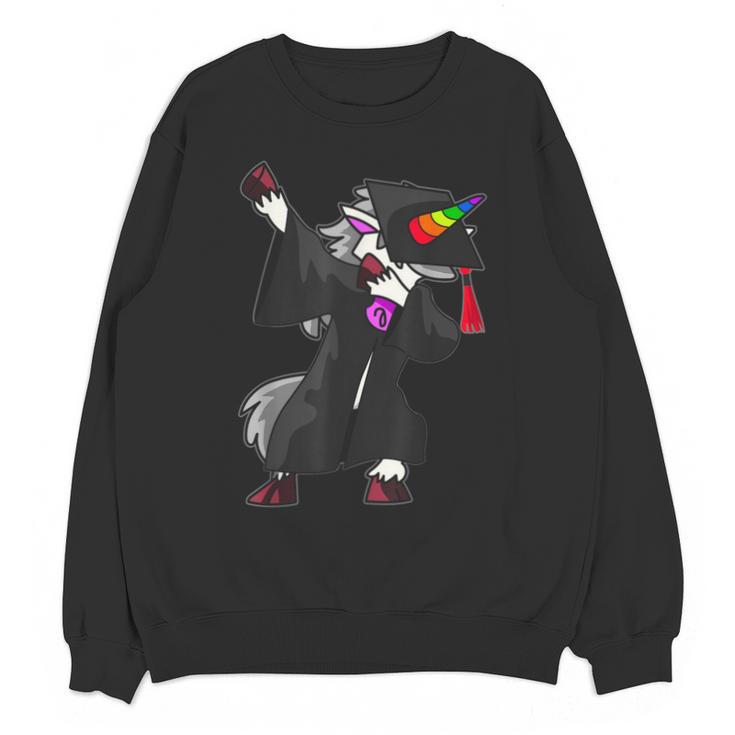 Dabbing Unicorn Cap And Gown Graduate 2021 Graduation Day Unisex Sweatshirt