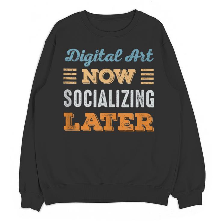 Digital Art Now Minimal Socializing Introvert Vintage Unisex Sweatshirt