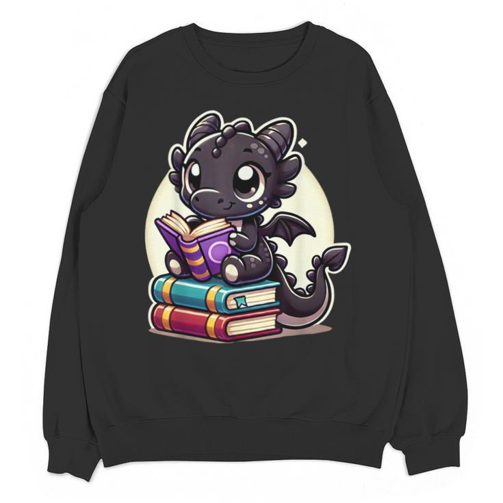 Dragon Reading A Book Cute Bookworm Book Lover Unisex Sweatshirt