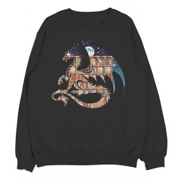 Dragon Silhouette Books Librarian Bookworm Women Men Kids Unisex Sweatshirt