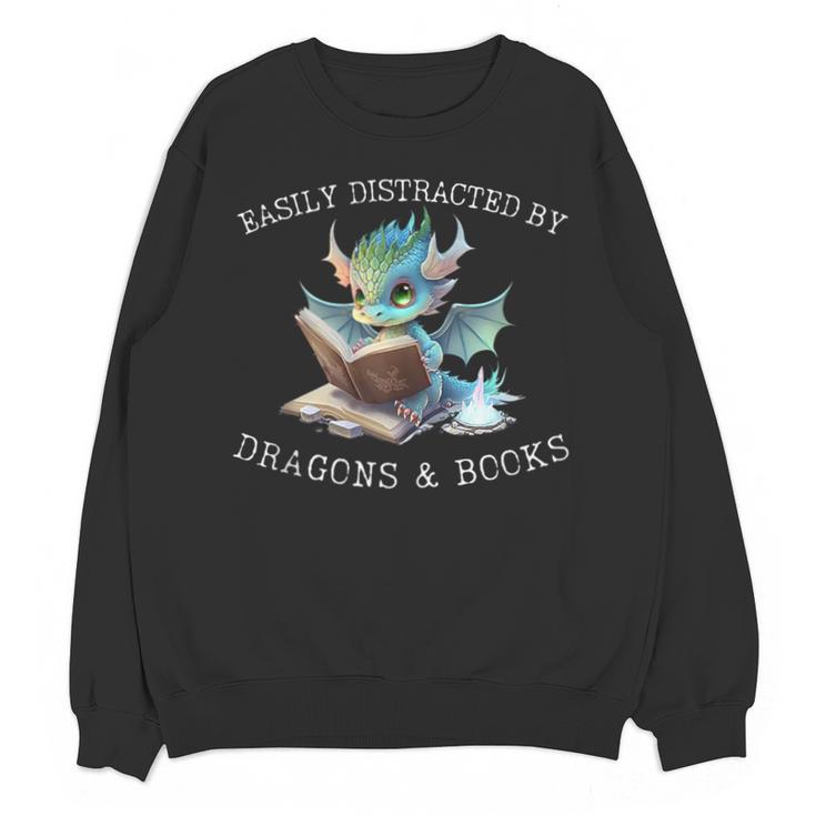 Easily Distracted By Dragons And Books Introvert Shirt Unisex Sweatshirt