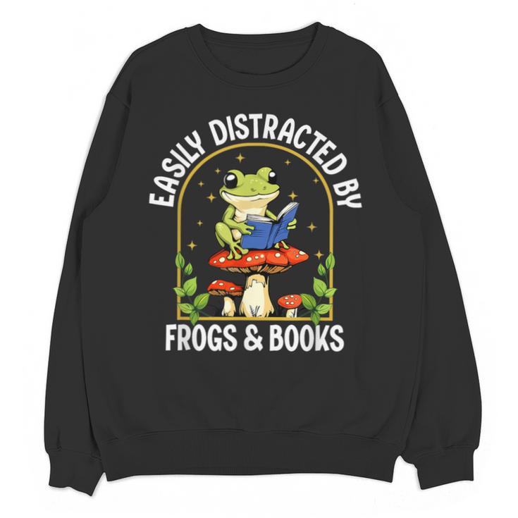 Easily Distracted By Frogs And Books Unisex Sweatshirt