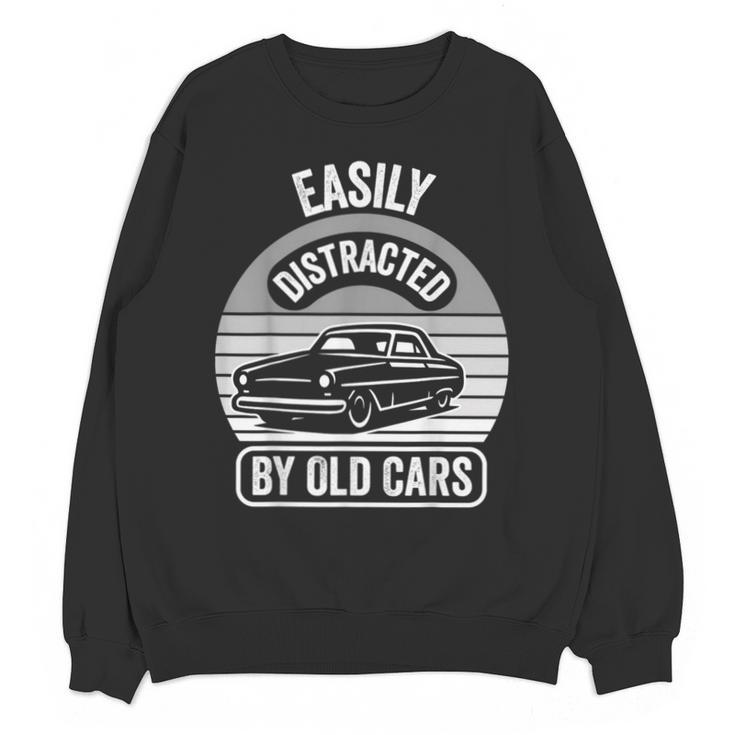 Easily Distracted By Old Cars Graphic Nostalgia Unisex Sweatshirt