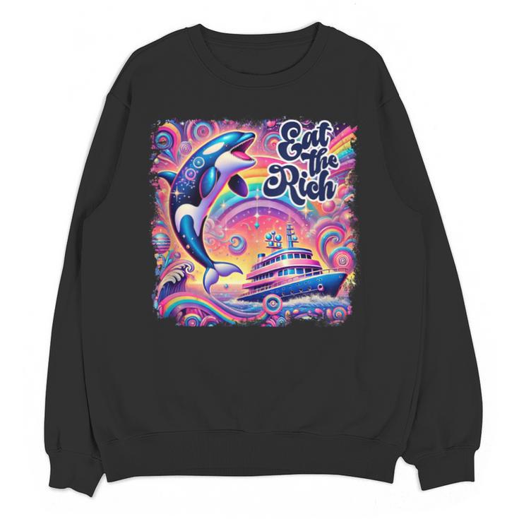 EAT THE RICH 90S NOSTALGIA WHALE ORCA YAHCT RETRO Unisex Sweatshirt