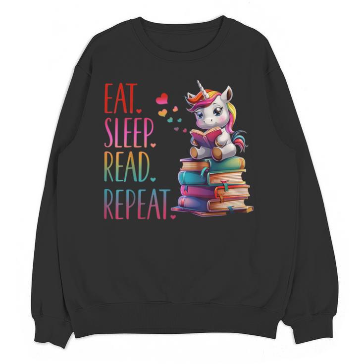 Eat Sleep Read Repeat Unicorn Read Book Reading Lovers Kids Unisex Sweatshirt