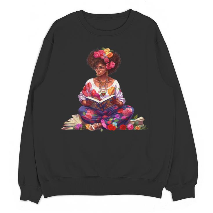Educated Melanin Queen Afro Women Reading Book History Unisex Sweatshirt