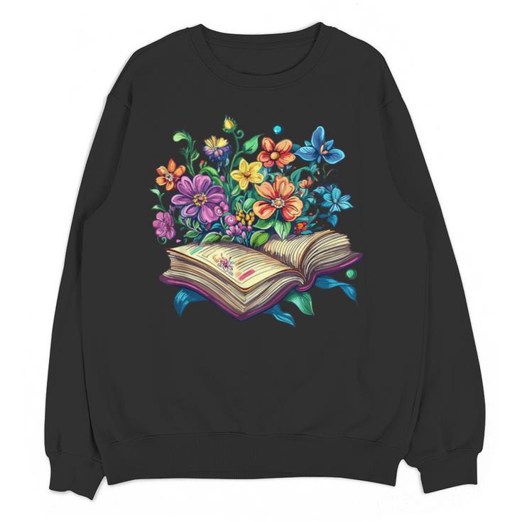 Enchanted Open Book With Blooming Flowers Unisex Sweatshirt
