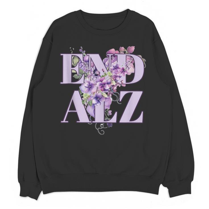 End ALZ Floral Dementia Memory Loss Alzheimer Awareness Unisex Sweatshirt