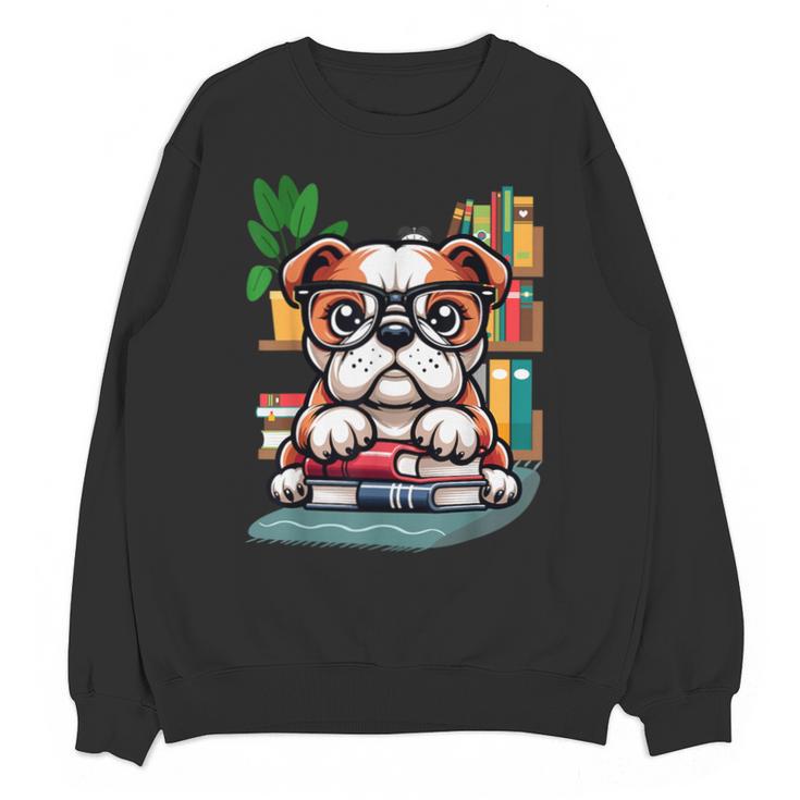 English Bulldog Reading a Book Dog Unisex Sweatshirt
