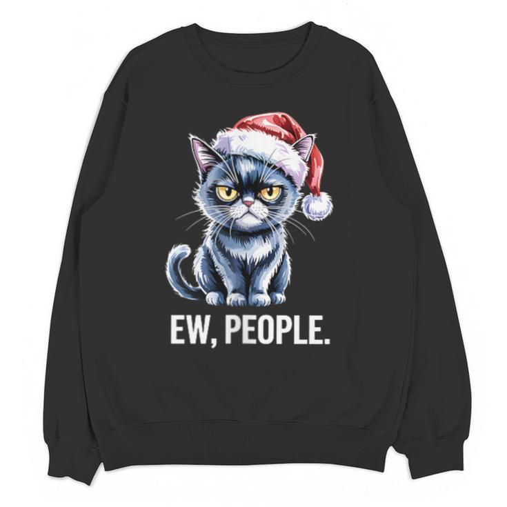 Ew People Cat Christmas Introvert Holiday Humor Unisex Sweatshirt