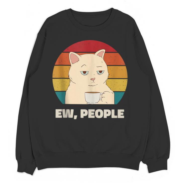 Ew People Introvert Cat Lover Crazy Colorful Cat Lady Unisex Sweatshirt