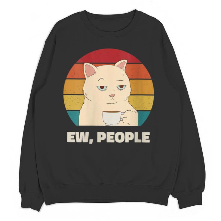 Ew People Introvert Cat Lover Crazy Colorful Cat Lady Unisex Sweatshirt