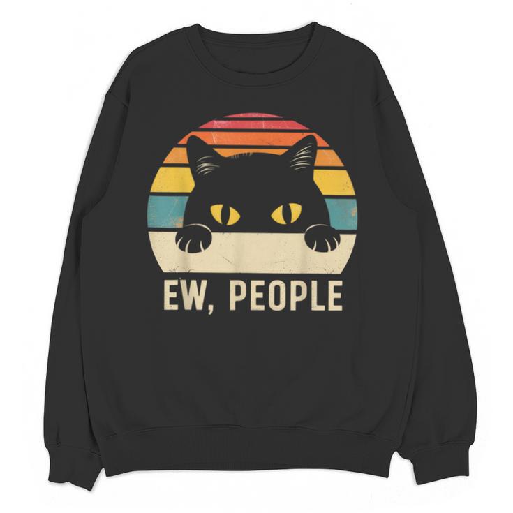 Ew People Retro Cat Vintage Anti-Social Introvert Unisex Sweatshirt