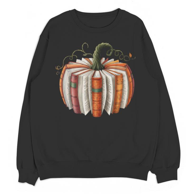 Fall Book Pumpkin Halloween Teacher Librarian Thanksgiving Unisex Sweatshirt