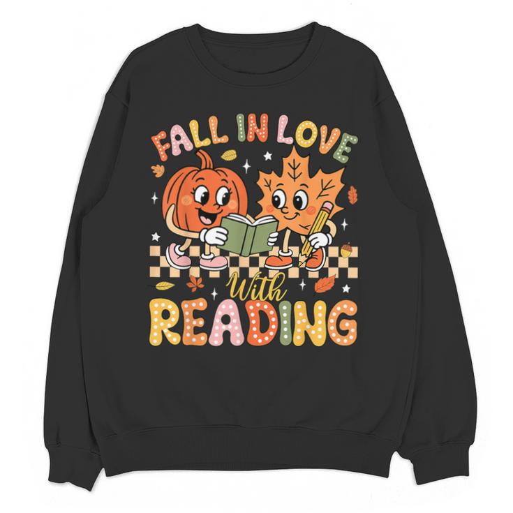 Fall In Love With Reading Autumn Pumpkin Teacher Book Lover Unisex Sweatshirt