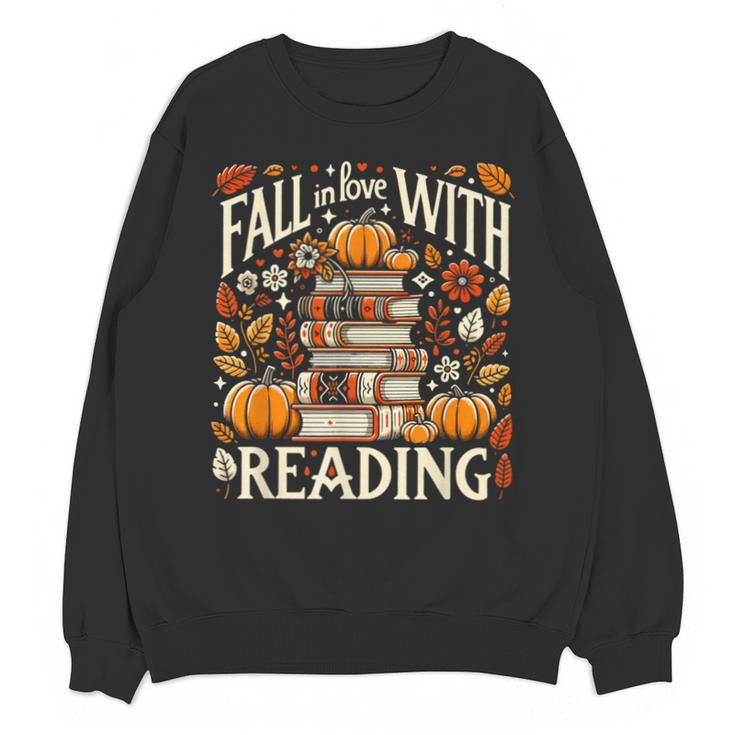 Fall In Love With Reading Book Autumn Pumpkins And Teachers Unisex Sweatshirt
