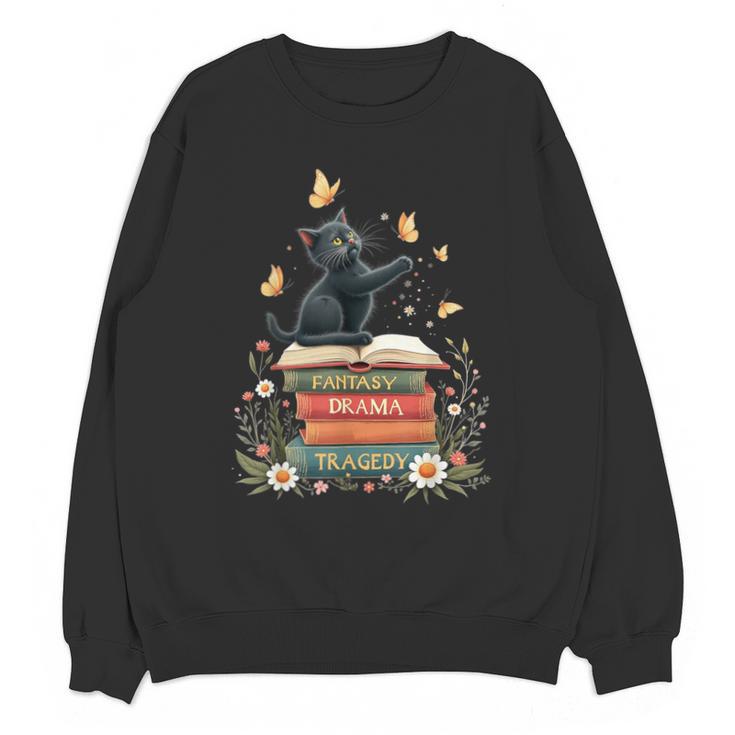 Fantasy Drama Tragedy Reading Lover Book Cat Humor Unisex Sweatshirt