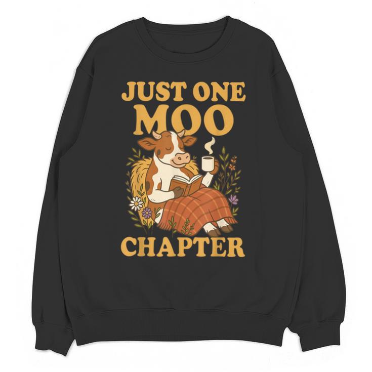 Floral Cow Reading Pun Just One More Chapter Cozy Book Lover Unisex Sweatshirt