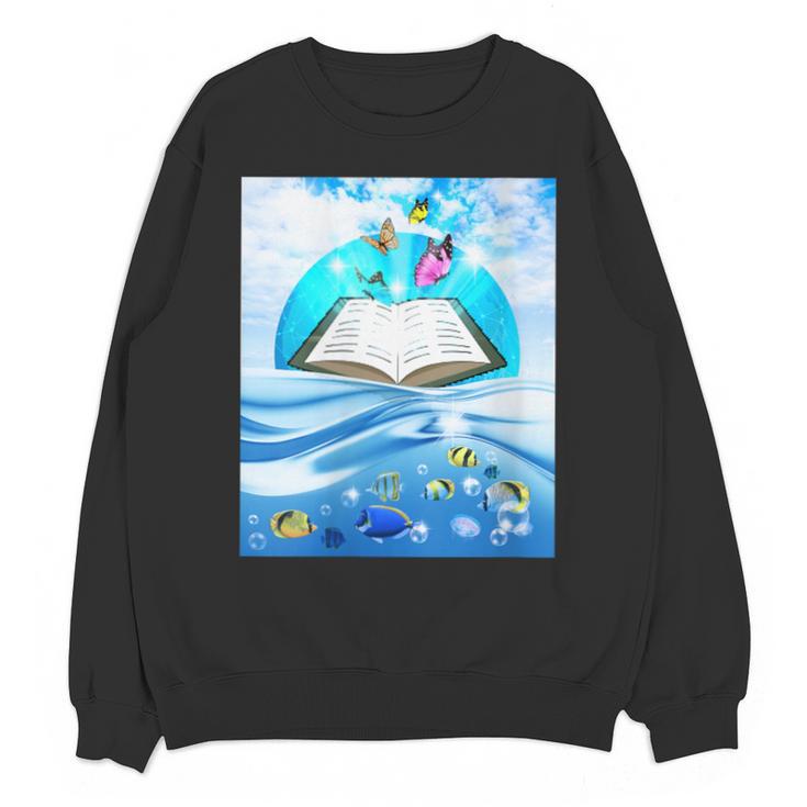 Frutiger Aero Aesthetic Tech Book Butterfly Unisex Sweatshirt