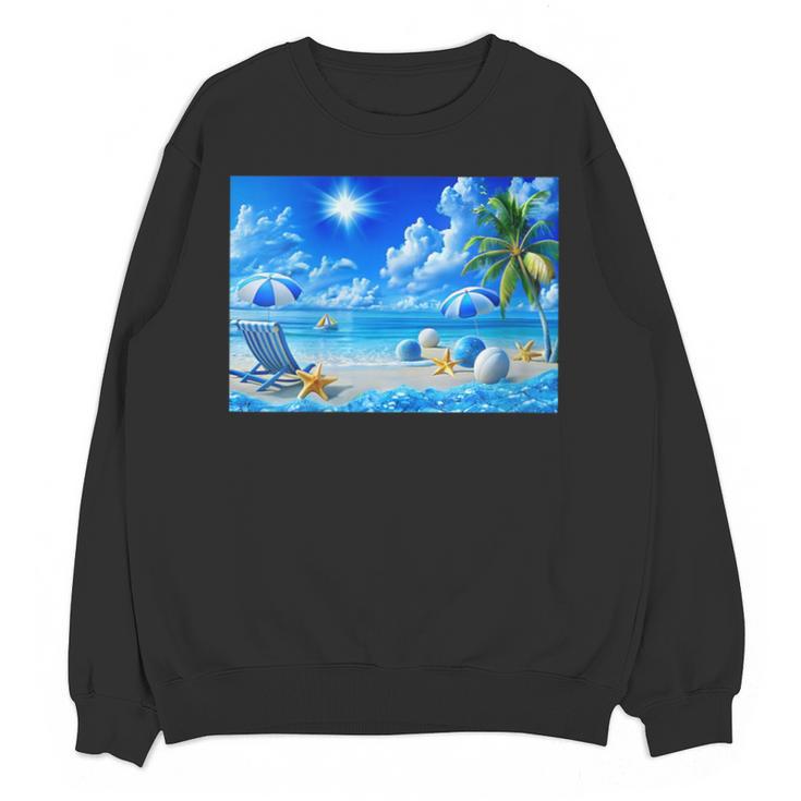 Frutiger Aero Beach Y2k Aesthetic Palm Tree Sand Ocean Unisex Sweatshirt