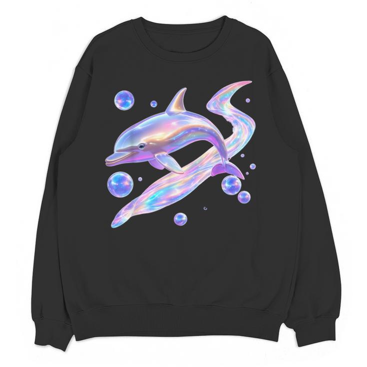 Frutiger Aero Y2K Chrome Dolphin Unisex Sweatshirt