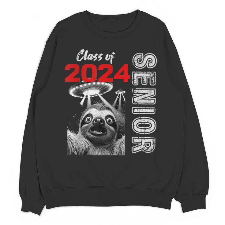 Fun Trendy UFO Sloth Graduation Class Of 2024 Senior Unisex Sweatshirt