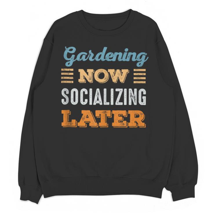 Gardening Now Minimal Socializing Introvert Vintage Unisex Sweatshirt