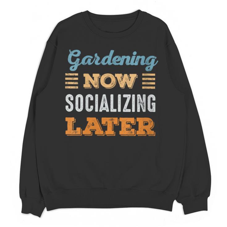 Gardening Now Minimal Socializing Introvert Vintage Unisex Sweatshirt