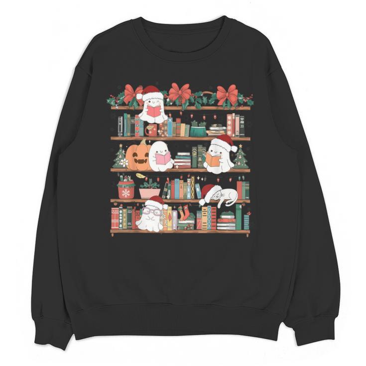 Ghost Christmas Reading Book Lover Library Christmas Teacher Unisex Sweatshirt