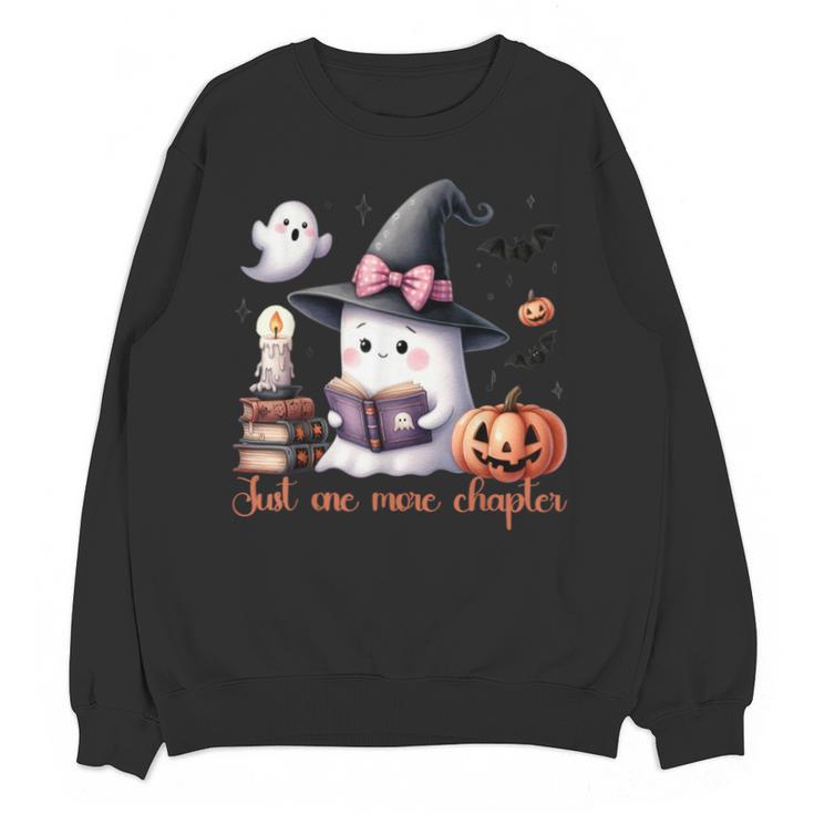 Ghost Reading Book Coquette Bow Halloween Girl Toddler Kid Unisex Sweatshirt