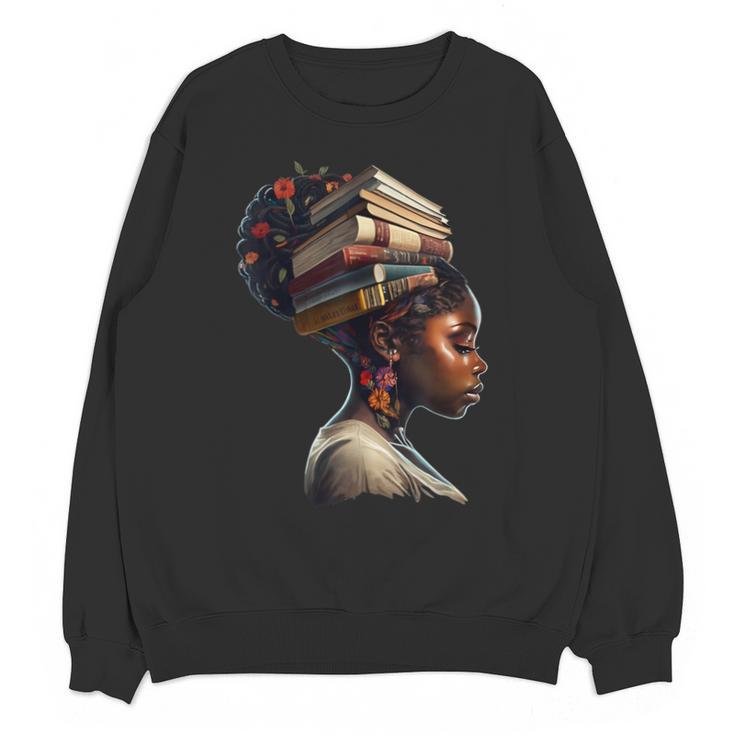 Girl Crown Of Books African Teacher Black History BHM Unisex Sweatshirt