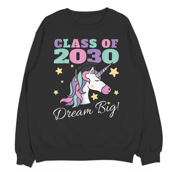 Girls Class Of 2030 Magical Unicorn Graduation Cap Unisex Sweatshirt
