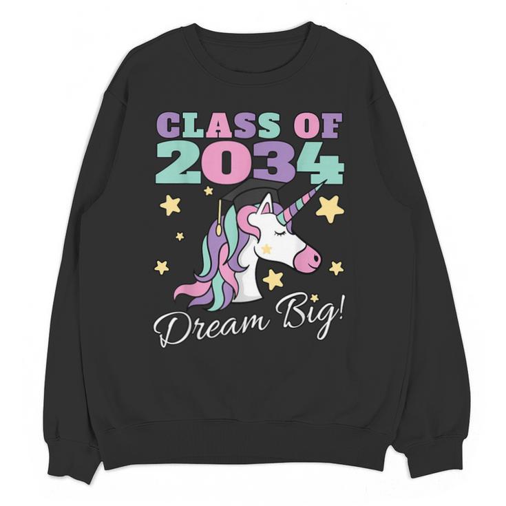 Girls Class Of 2034 Magical Unicorn Graduation Cap Unisex Sweatshirt