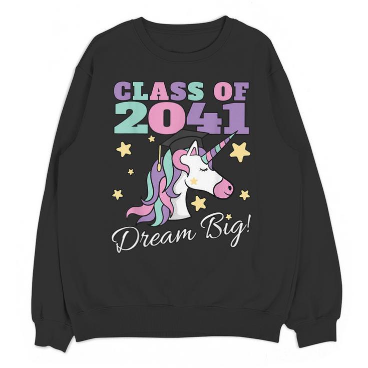 Girls Class Of 2041 Magical Unicorn Graduation Cap Unisex Sweatshirt