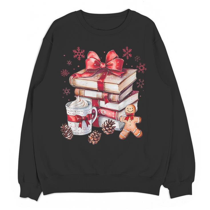 Girly Coquette Gingerbread Books And Hot Cocoa Cozy Season Unisex Sweatshirt