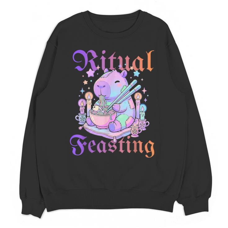 Goth Capybara Ramen Ritual Feasting Soft Introvert Art Unisex Sweatshirt