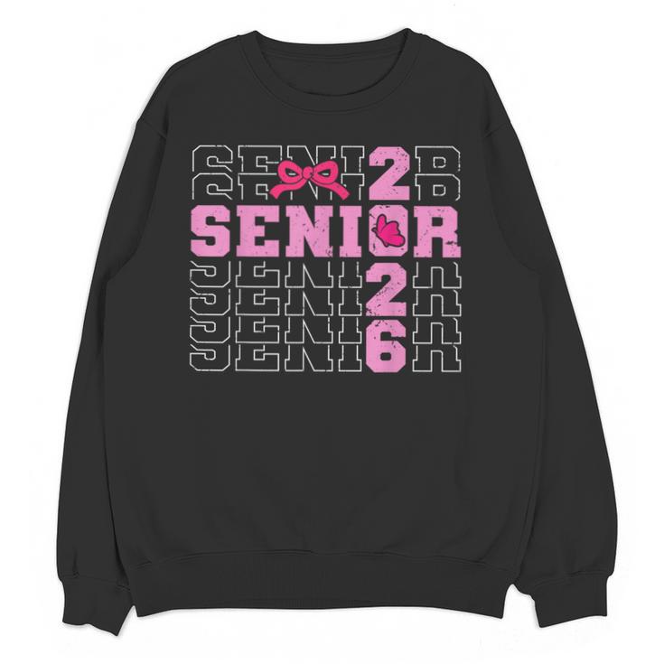 Graduation Class Of 2026 Senior 2026 Pink Bow Coquette Unisex Sweatshirt