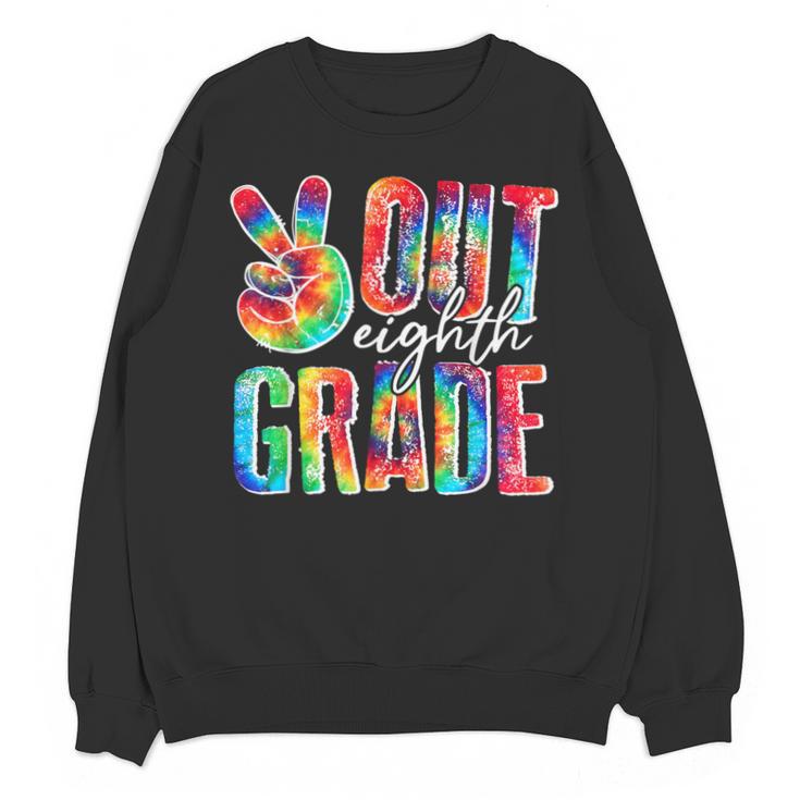 Graduation Peace Sign Out Eighth Grade Tie Dye Hippie Unisex Sweatshirt